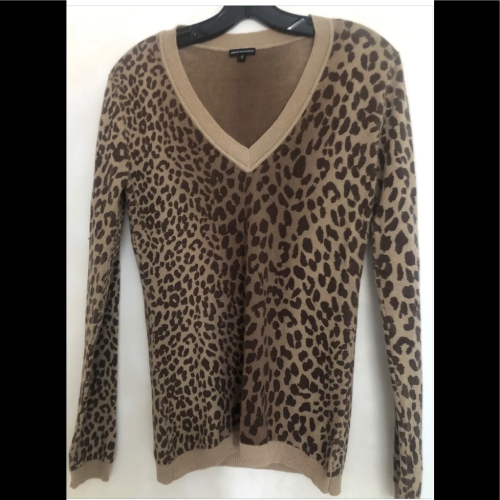COPY - ARMAND DIRADOURIAN Animal Print V Neck Cashmere Sweater SZ SM